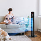 HOMCOM - Ventilateur tour autoportant 37,75 po H avec minuterie 3 vitesses et panneau à capteur LED - noir-La fonction d’oscillation à 70 degrés dirige précisément le flux d’air là où vous en avez besoin 