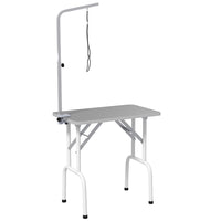 PawHut - Table de Toilettage pour Chiens et Chats Pliable avec Surface Anti-dérapante - Gris-Cadre métallique robuste avec pieds antidérapants pour empêcher la table de vaciller