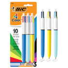 BIC - Stylos à bille à 4-Color Original et Fashion - rétractables - 1.0 mm - Paquet de 3-Un paquet de 3 stylos-billes rétractables BIC 4 couleurs Original et Fashion