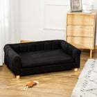 PawHut - Canapé moderne pour animal, lit pour chat ou moyen/grand, avec coussin d’assise amovible - noir-Grand accoudoir, servant de plateforme pour que les animaux puissent se reposer et jouer 
