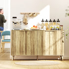 HOMCOM - Buffet à rainures 55,1 po L avec rangement - chêne-Quatre portes dissimulent et protègent vos collections favorites 