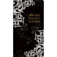 DateWorks - Planificateur de poche mensuel 2026-2027 - 3,5 po x 6,5 po - Élégance - Anglais-Taille de 6,5 po x 3,5 po, parfaite pour la planification en déplacement