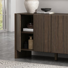 Manhattan Comfort - Buffet moderne Linda 60" à 4 portes - Noyer brun-4 compartiments de rangement avec étagères réglables pour des solutions de stockage personnalisées