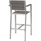 Modway - Shore Terrasse extérieure Aluminium Tabouret de bar - Gris argenté-Capsules de pied en plastique noir