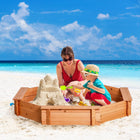 Outsunny - Bac à sable octogonal d'extérieur pour enfants avec couvercle et siège - 55" x 55" - Rouge-Fabriqué en bois de sapin robuste, il ne se fissurera pas et ne se décolorera pas après une utilisation à long terme 