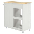 Modway - Culinary Chariot de cuisine avec barre à serviettes, Blanc Naturel-Barre-serviettes en métal