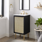 Modway - Chaucer 18" Armoire de toilette de salle de bain (lavabo non inclus) - Noir-Poignée d’armoire en métal