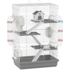 PawHut - Grande cage pour hamster et gerbille 18,5 po x 12 po x 28 po - gris-Une cage à quatre niveaux avec des tubes ludiques offre un espace et un amusement sans fin 