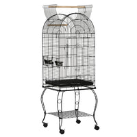 PawHut - Grande cage pour perroquet 60 po H avec dessus ouvrable, étagère de rangement - noir-Convient aux conures soleil, calopsittes et autres oiseaux de taille similaire 