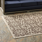 Modway - Ariana Treillis floraux vintage à l’intérieur et à l’extérieur Tapis de 5 pi l x 8 pi L - Beige clair et beige foncé-Dessous en caoutchouc de prise
