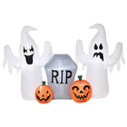 HOMCOM - Fantômes gonflables d'Halloween de 4ft avec pierre tombale et citrouille décor - Blanc-Le design à la mode des fantômes blancs avec la pierre tombale et la citrouille crée une atmosphère d'horreur 