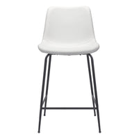 Zuo - Byron Tabouret de comptoir - Blanc-Tissu en faux cuir doux et durable