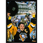 Mario Lemieux Pittsburgh Penguins Raising Cup sur toile - Toile encadree - 22" x 31"-Impression sur toile de qualité supérieure avec bordures enveloppées