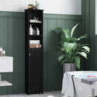HOMCOM - Armoire colonne de salle de bain haute avec étagères ajustables - noir-Idéal pour votre salle de bain, salon ou bureau 
