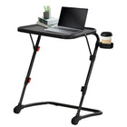 Homy Casa - Table pliante à hauteur réglable avec plateau inclinable et porte-gobelet, noire-4 niveaux de réglage en hauteur pour une utilisation polyvalente