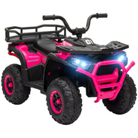 Qaba - Véhicule électrique pour enfants 12V à batterie avec 4 roues à suspension à ressort - rose-Quatre roues à bande de roulement avec suspension assurent une conduite en douceur sur des terrains variés 