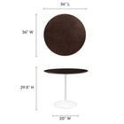 Modway - Lippa Rond de 36 po Bois Table à manger, Noyer cerisier blanc-Placage en grain de bois et plateau de table en MDF