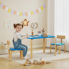 Qaba - Ensemble table et 2 chaises pour enfants, table et chaises pour tout-petits, mobilier multi-activités pour enfants pour jouer - bleu-Conçu pour les enfants de 3 à 8 ans, favorise l’indépendance et la créativité  
