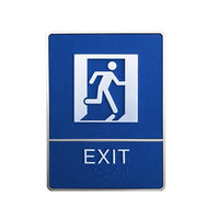 Futech - Panneau de toilettes Sortez avec le braille - Bleu - Paquet de 2-6 po L x 8 po H x 1-1/4 po P