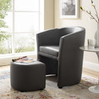 Modway - Divulge Fauteuil et ottoman - Gris-Cuir synthétique rembourré en mousse