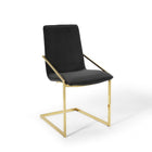 Modway - Pitch Performance Velvet Fauteuil à manger - Or Noir-Chaise de salle à manger moderne