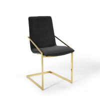 Modway - Pitch Performance Velvet Fauteuil à manger - Or Noir-Chaise de salle à manger moderne