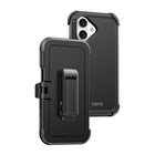 TUFF8 - iPhone 16 Plus -  Impact+ Coque de protection trois couches avec étui-Le support rotatif à 360 degrés sert également de poignée de téléphone pour permettre une expérience de visionnage confortable et un moyen sécurisé de tenir votre appareil