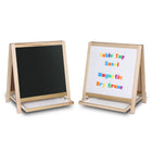 Crestline - Chevalet de table magnétique avec tableau noir blanc effaçable à sec - 49 -5 cm (h.) x 46 cm (l)-Pour de meilleurs résultats, apprêtez la surface du tableau noir en frottant toute la surface avec le côté d'un bâton de craie, puis effacez complètement.