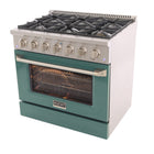 Kucht - 36 po Série KNG Cuisinière Pro Style au gaz naturel - Acier inoxydable/Vert-Les brûleurs étanches facilitent le nettoyage de la cuisinière