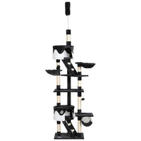 PawHut - Arbre à chat géant 94 po-102 po, tour haute jusqu’au plafond, blanc-Hauteur réglable (94,5 po à 102,4 po) pour plus de sécurité 