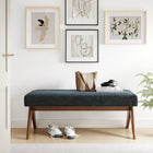 Modway - Lyra 47" Tissu tapis Banc - Azure-Rubberwood Legs