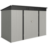 Outsunny - Abri de rangement 9 pi x 4 pi - gris-L'abri spacieux accueille les outils et équipements de jardin
