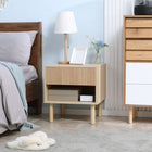HOMCOM - Table de nuit moderne avec tiroir et étagère ouverte - bois naturel-Le tiroir et l’étagère ouverte offrent beaucoup d’espace pour ranger des livres, des lampes, des stylos ou des essentiels pour la nuit 