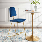 Modway - Ponder Performance Velvet Tabouret de bar - Marine-Rembourrage en mousse dense