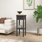 HOMCOM - Table d’appoint 2 niveaux avec rangement - café-Étagère inférieure ouverte, tiroir et plateau supérieur plat offrant un grand espace de rangement et d’exposition 