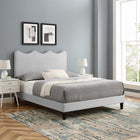 Modway - Current Performance Velvet Lit plateforme Queen, Gris clair-Velours de performance résistant aux taches
