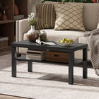 HOMCOM - Table basse à 2 niveaux avec étagère de rangement pour salon - noir-Un certain assemblage est requis