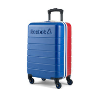 Reebok - Valise de cabine à coque rigide 21.50po Double Dribble - Bleu-Roulettes pivotantes à 360° pour un déplacement fluide, silencieux et sans effort