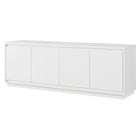 Hudson&Canal - Meuble TV Presque pour téléviseurs jusqu'à 75" - Blanc-Le dessus a une capacité de poids de 75 lb, les étagères inférieures peuvent supporter 25 lb chacune