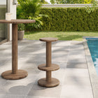 Modway - Neo Rond de 15 pouces Terrasse extérieure Bois Tabourets de bar patio - Brun Cacao-Repose-pieds enroulant