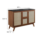 Modway - Soma 48" Meuble de salle de bain à double lavabo - Noir noyer-Étagères ajustables