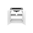 Modway - Bryn Support mural de 24" Vanette de salle de bain - Blanc Noir-Trous de robinet centraux 8"
