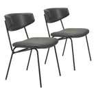 Zuo - Charon Chaise de salle à manger - Noir vintage - Ensemble de 2-Assemblage requis