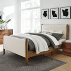 Modway - Maven Grandeur nature Tissu tapis Lit de plateforme, Noyer d’ivoire-Tissu en tissage à bruyère