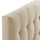 Modway - Lily Tissu rembourré Tête de lit jumelée, Beige-Distance du poteau en bois jumeau -36 pouces
