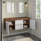 Modway - Render 48" Meuble de toilette de salle de bain compatible double lavabo (non inclus) - Noyer blanc-Tiroirs à extension complète