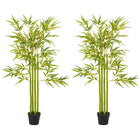 Outsunny - Arbre de bambou artificiel 4 pi pour décoration intérieure - vert - lot de 2-Lot de deux plantes de bambou artificielles au look naturel et élégant 