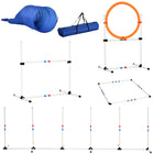 Pawhut - Ensemble de 5 pièces d’équipement d’agilité pour chien, jeu d’extérieur-Diversité de types d’équipements avec saut en hauteur, tunnel, piquets de slalom, boîte de pause carrée et anneau de saut réglable 