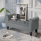 HOMCOM - Banc ottoman de rangement rembourré avec accoudoirs - gris-L’assise à dessus rabattable offre un espace de rangement pour organiser des livres ou des couvertures 