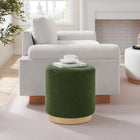 Modway - Tilden Sherpa rond 16" Rembourré Ottoman - Moss Green Natural-Glissements au pied sans marquer